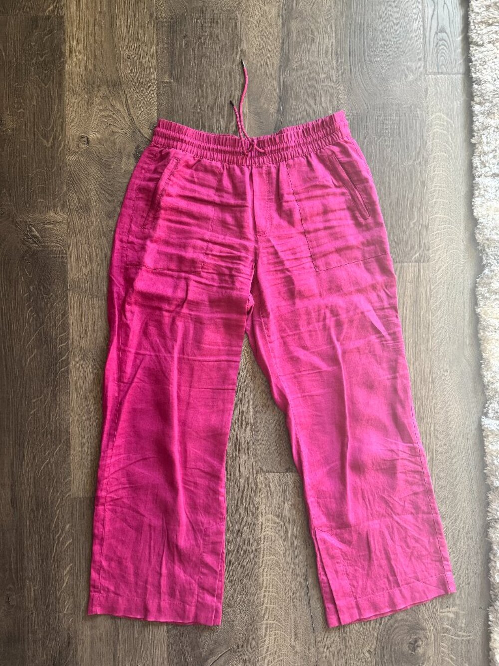Athleta Retreat Linen Wide Leg Pants Hot Pink Size Medium